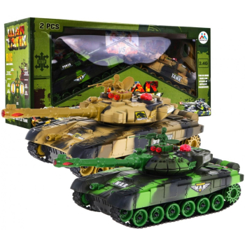 Zdalnie sterowane 2 Czołgi dla dzieci 3+ Wielka Bitwa Czołgów + Interaktywne efekty + Wystrzały + Piloty